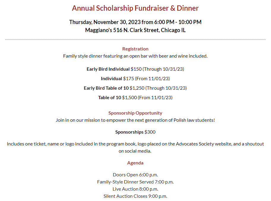 Advocates Scholarship Fundraising Dinner